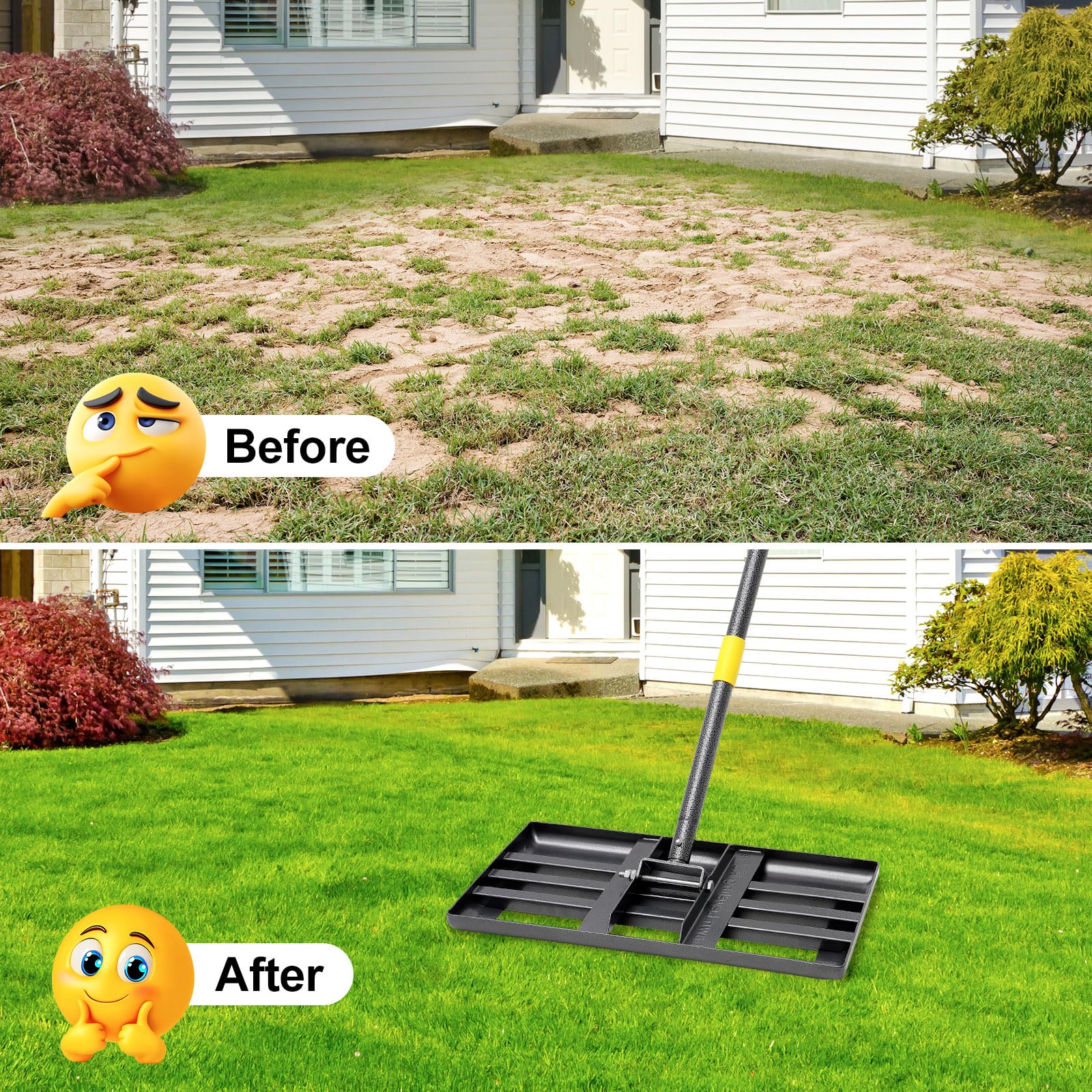 Ihomepark rake length compared to foot to show scale and reach benefit