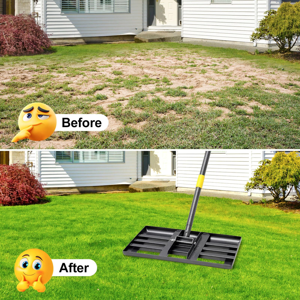 Ihomepark rake length compared to foot to show scale and reach benefit