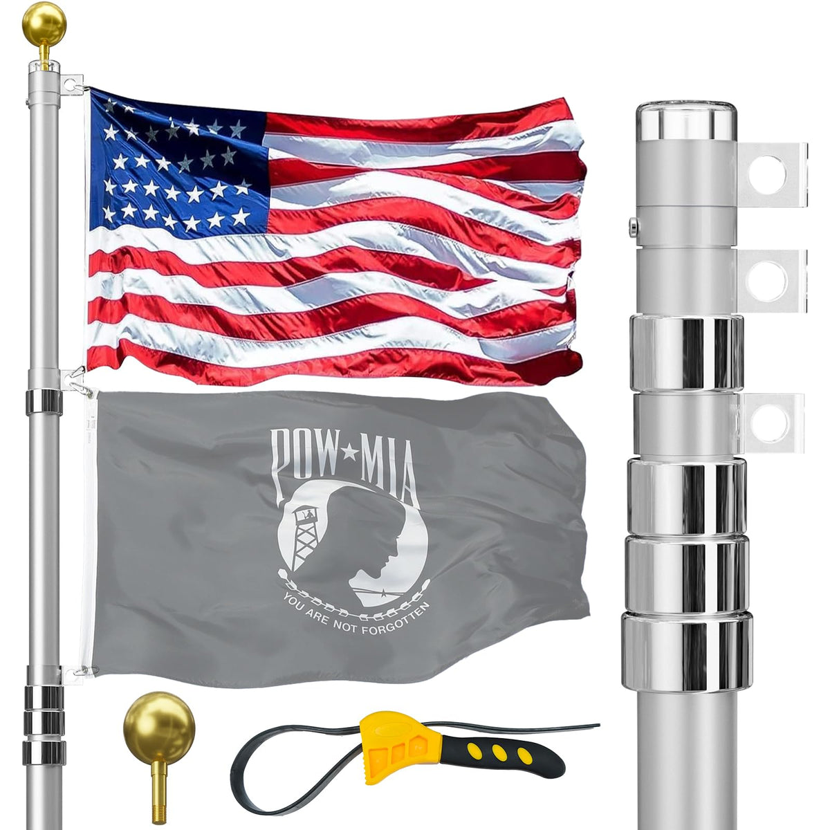 IIOPE front view of the extended pole showing stability and height benefit