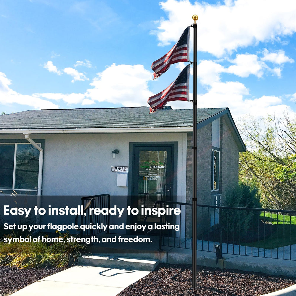 IIOPE flag pole mounted with included 3x5 flag showing crisp display