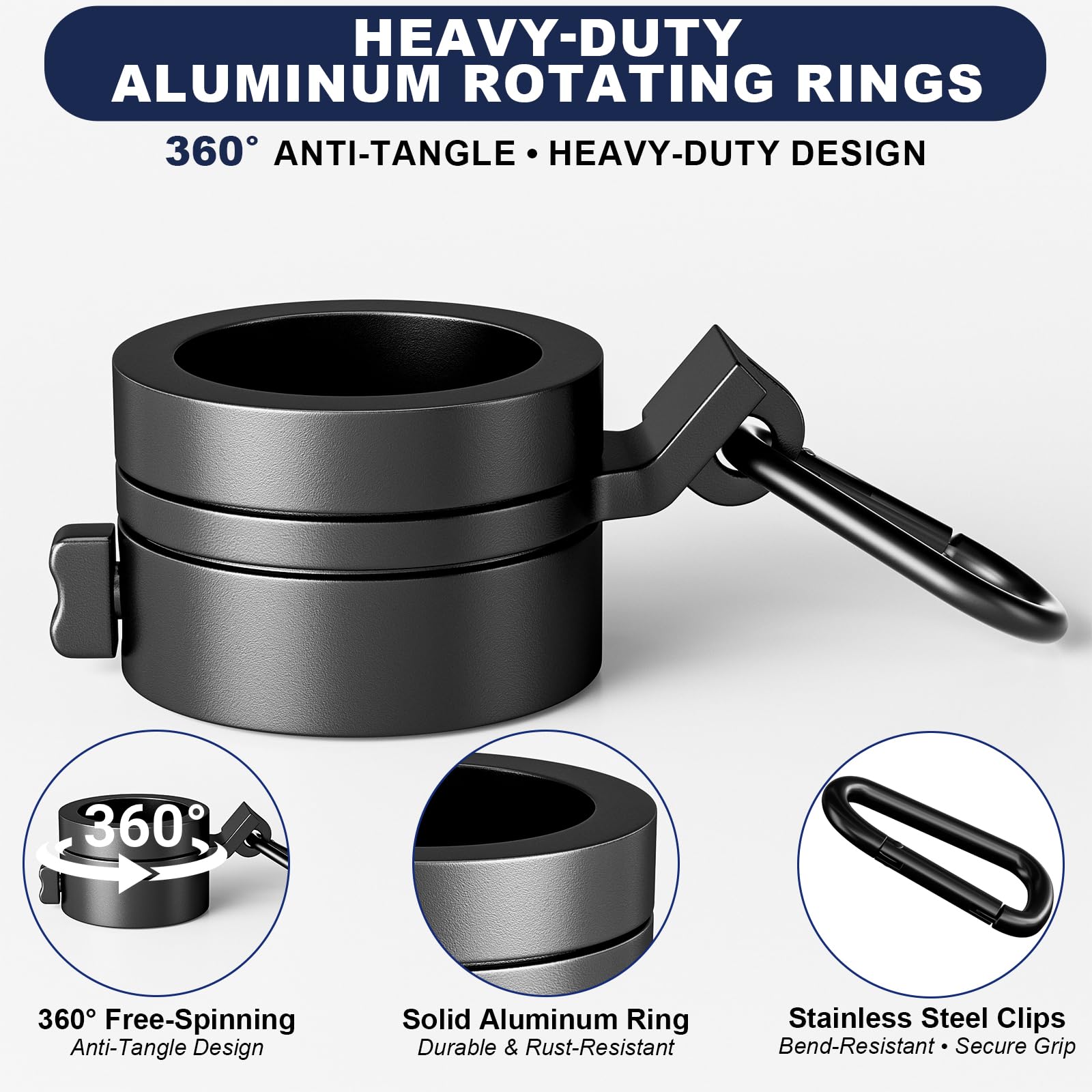 IIOPE metal rotating rings close-up showing anti-tangle action and smooth rotation