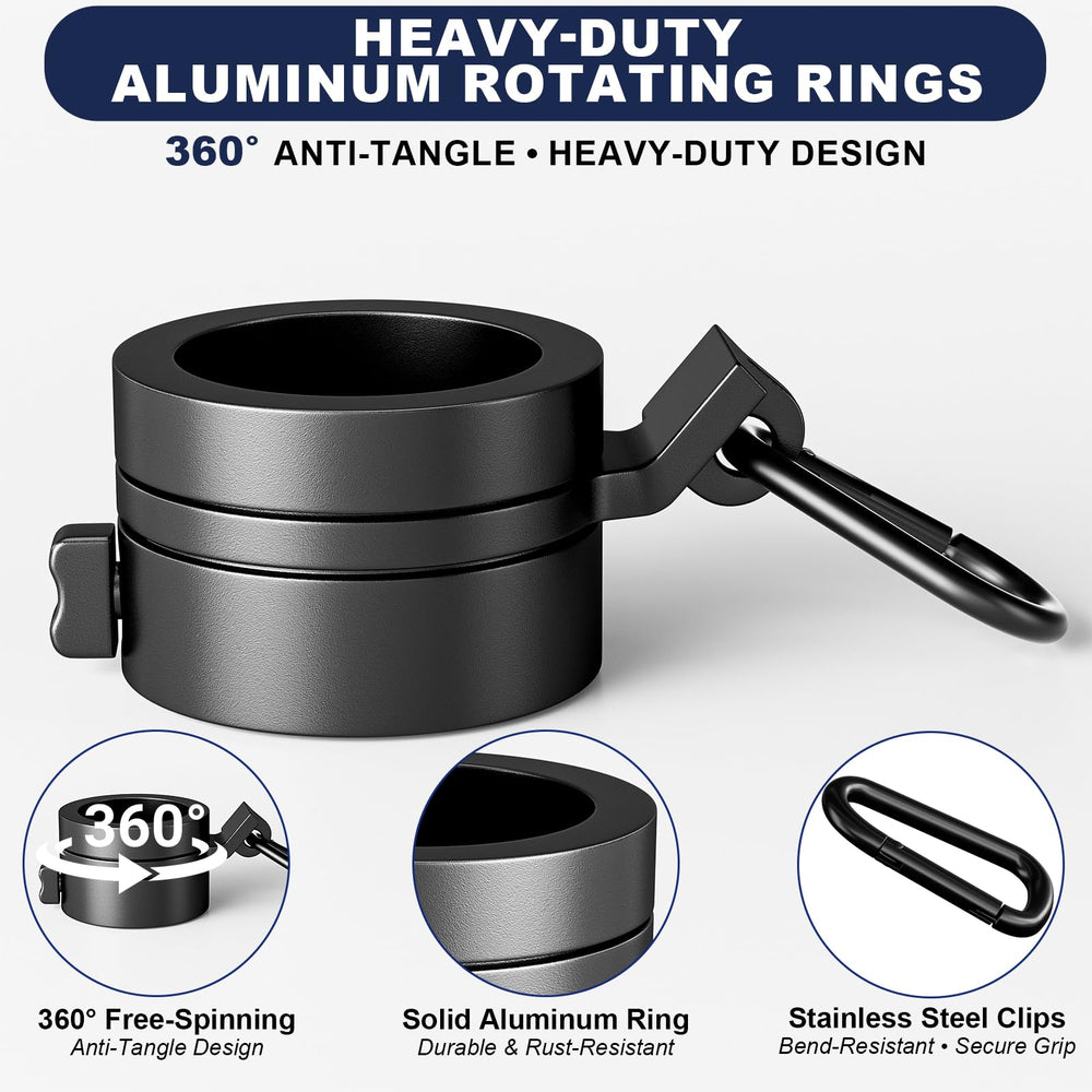 IIOPE metal rotating rings close-up showing anti-tangle action and smooth rotation
