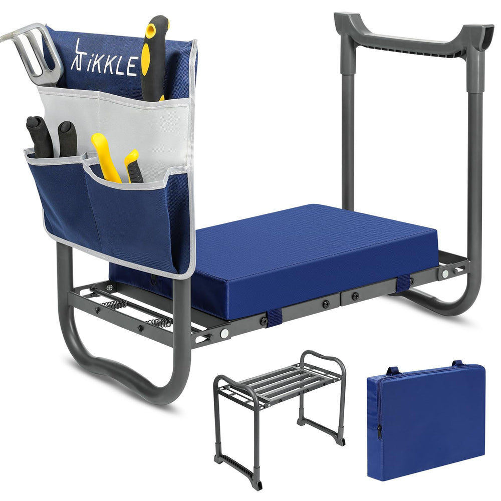 ikkle front view folded seat showing portability and sturdy frame