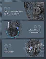 iLiving fan installed on patio illustrating outdoor cooling benefit