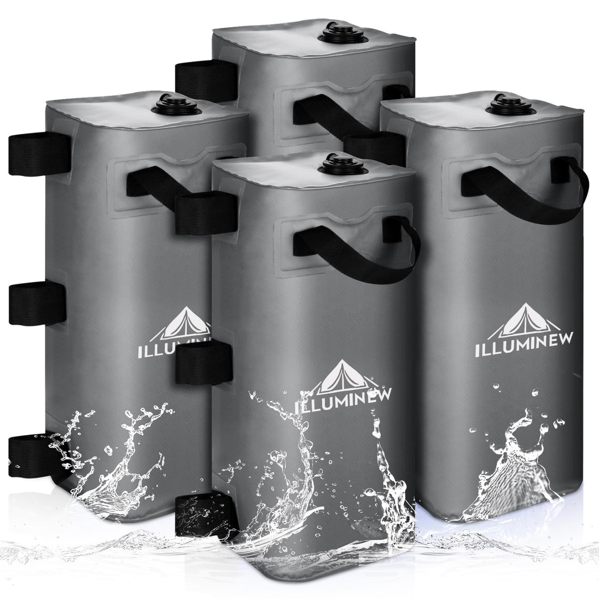 ILLUMINEW front view of grey 25L water weight bag showing shape and straps for stability