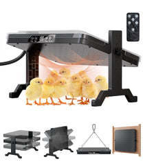 ILOJUST front view of coop heater showing compact design and benefits