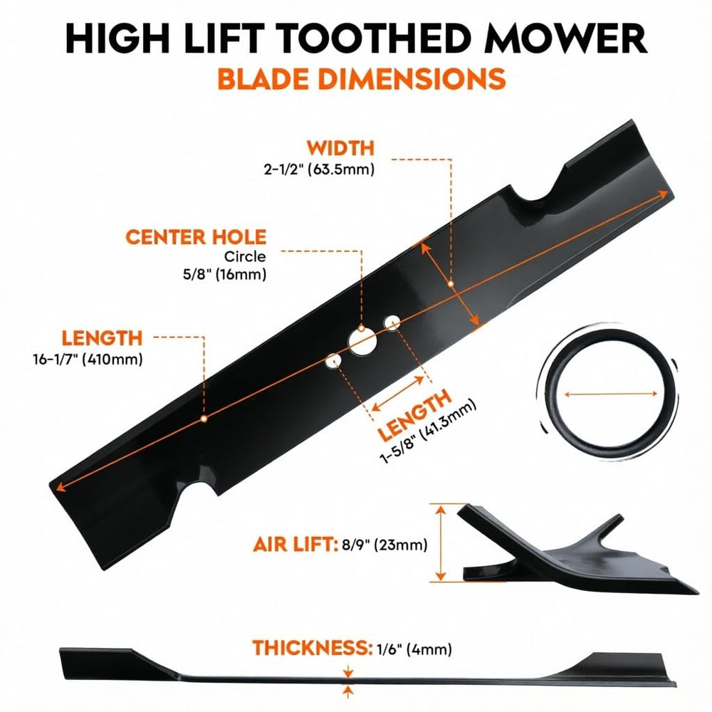 ILONPA blade installed on ride-on mower demonstrating improved lift and even discharge