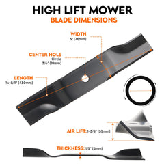 ILONPA center hole detail showing 3/16-inch bore and accurate fit for mower spindles
