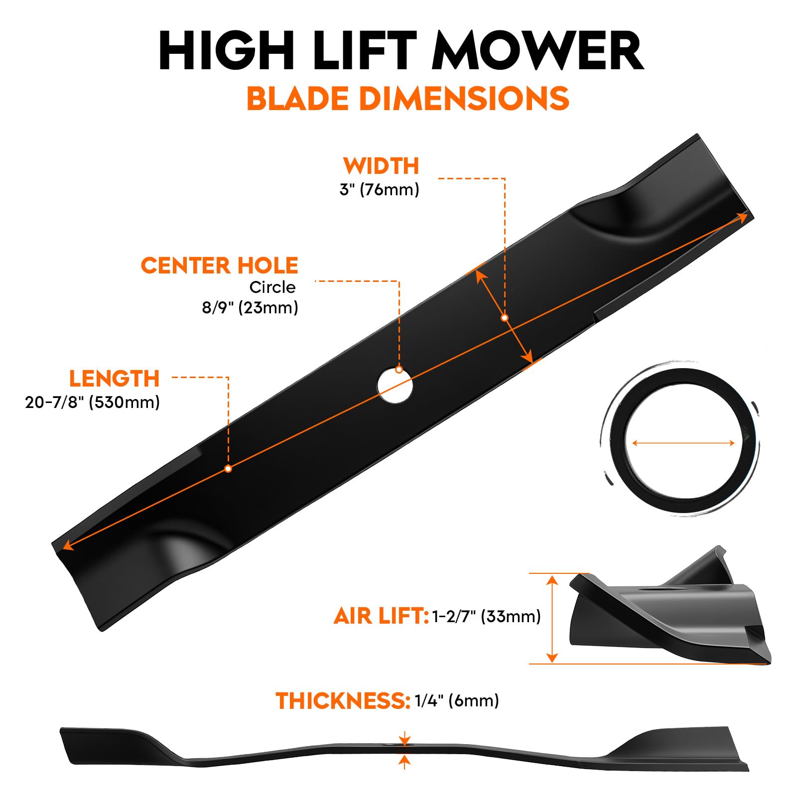 ILONPA side profile showing high-lift blade curvature for stronger suction