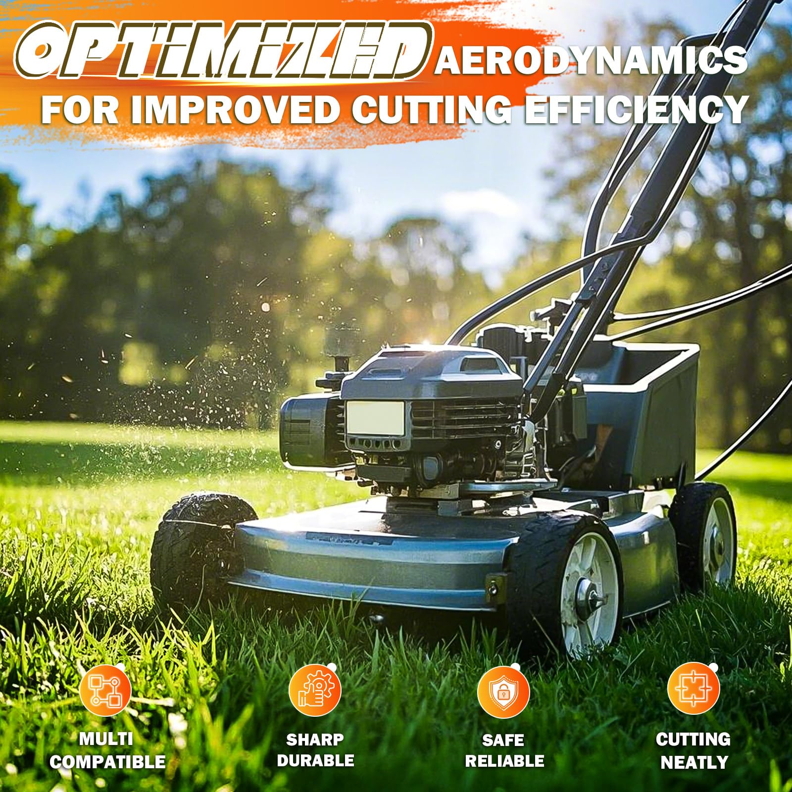 ILONPA blades mounted under mower deck showing improved grass circulation