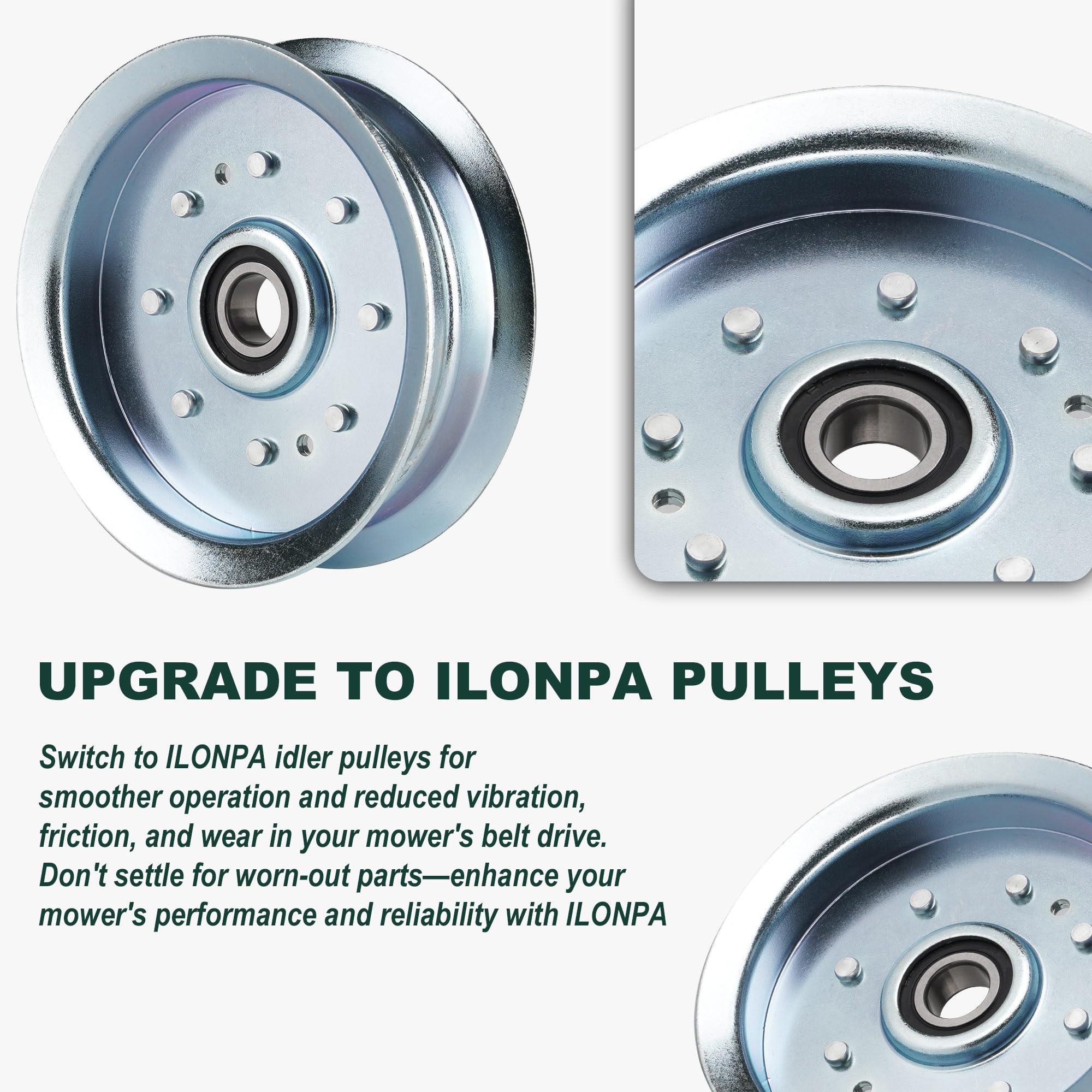 ILONPA close-up of pulley bore for secure mounting and longevity