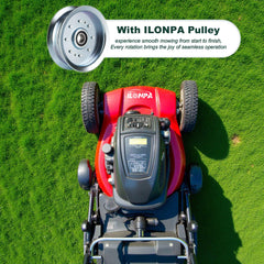 ILONPA pulley installed on mower deck demonstrating restored belt routing