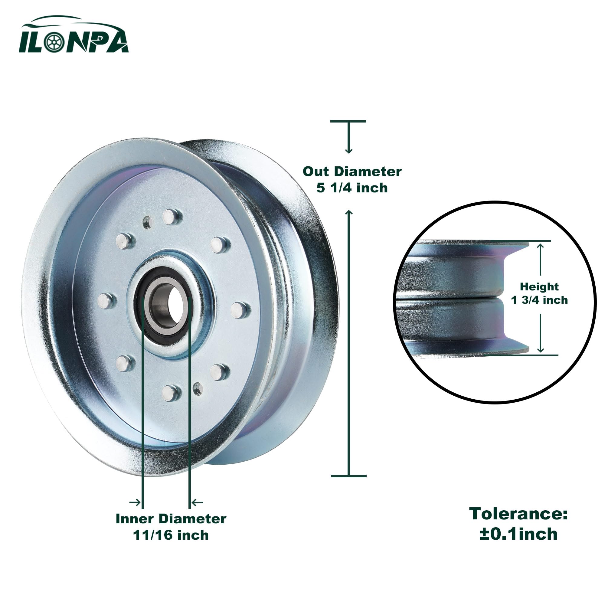 ILONPA pulley side profile with dimensions for accurate fit confirmation