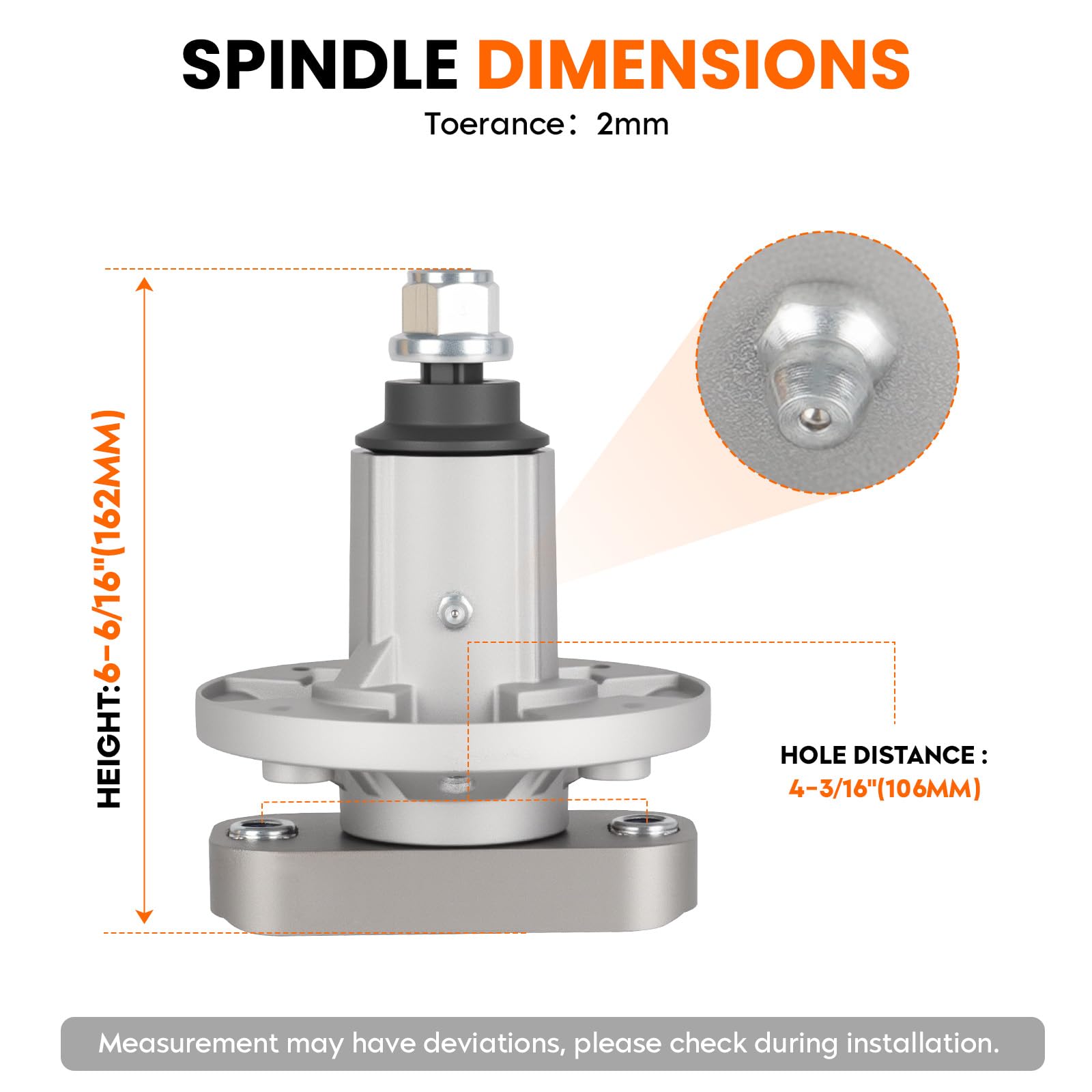 ILONPA GY20050 spindle assembly close-up showing durable bearings and fit