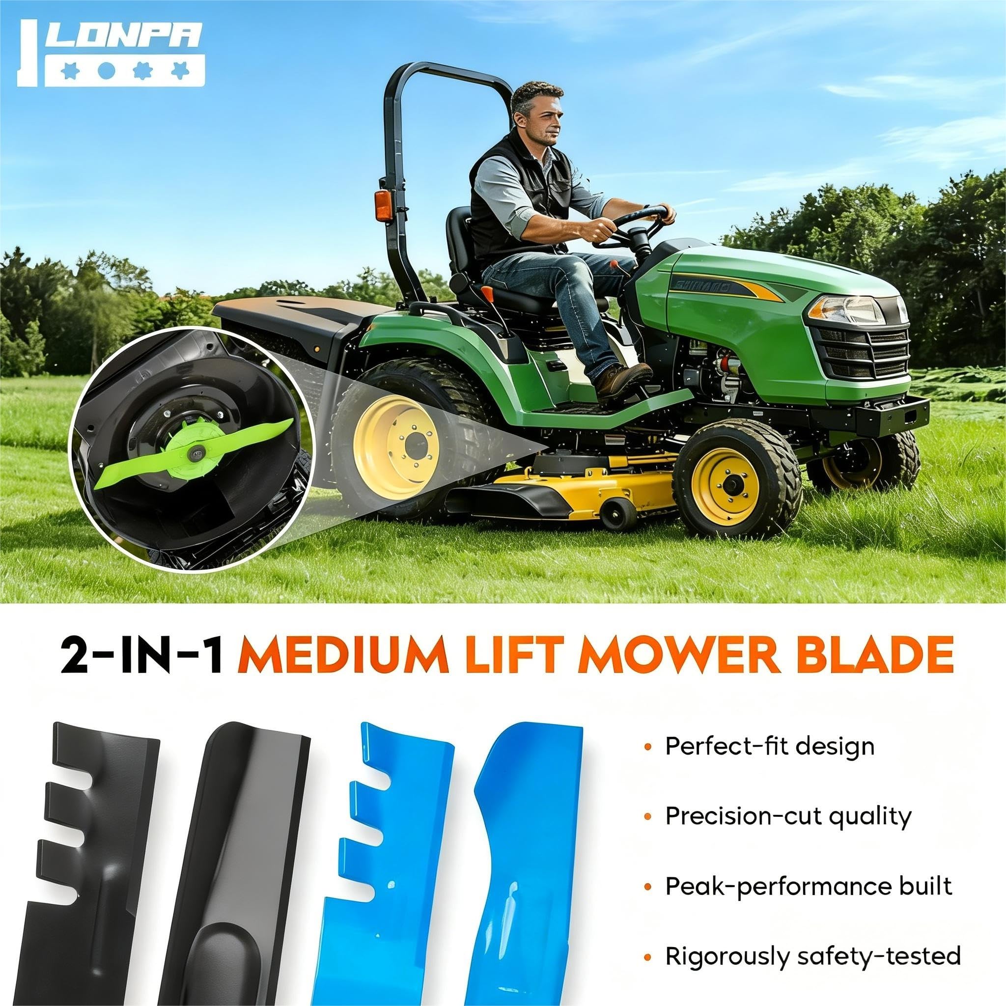 ILONPA freshly mowed lawn showcasing smooth finish after installing ILONPA blades