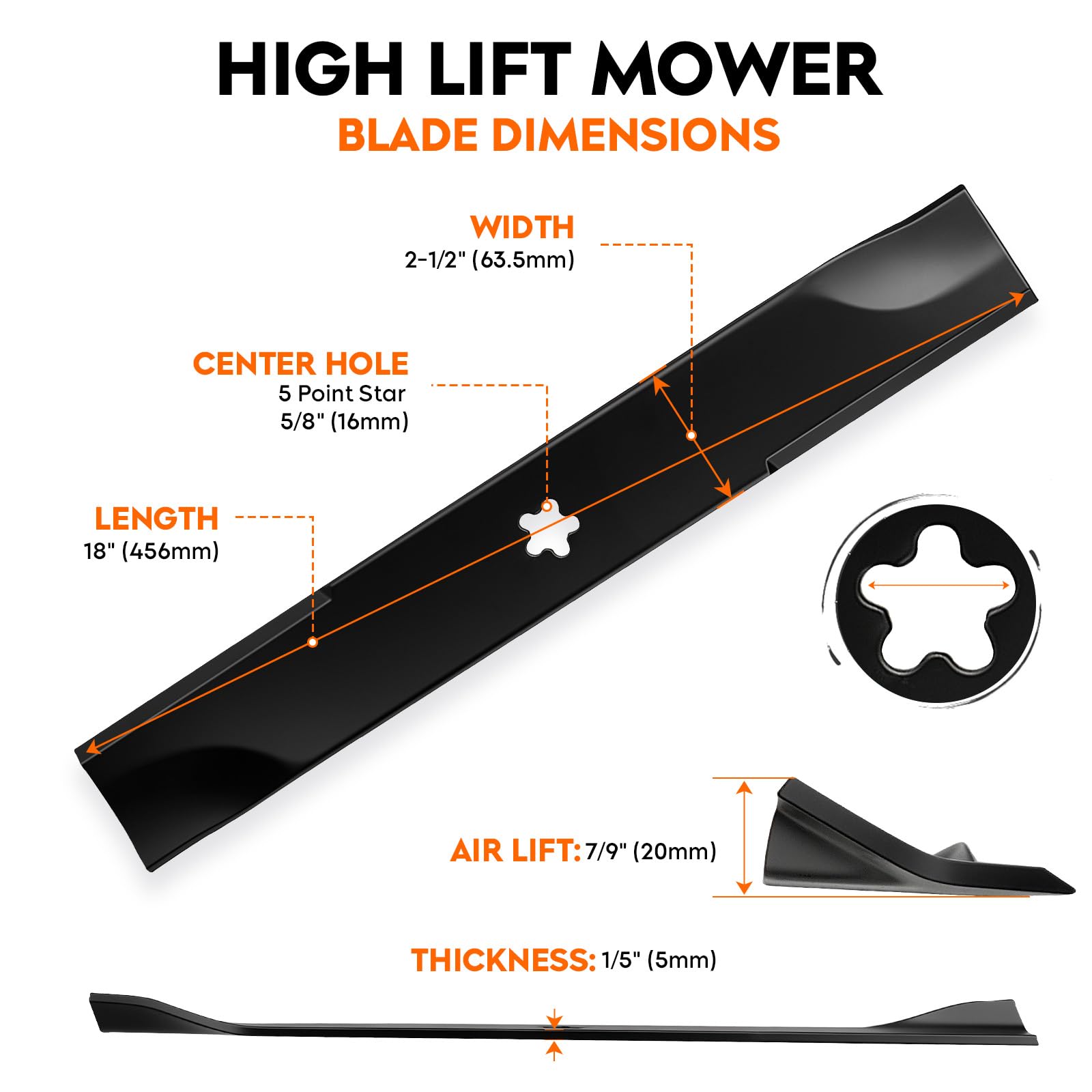 ILONPA five-point star center hole detail ensuring correct spindle fit