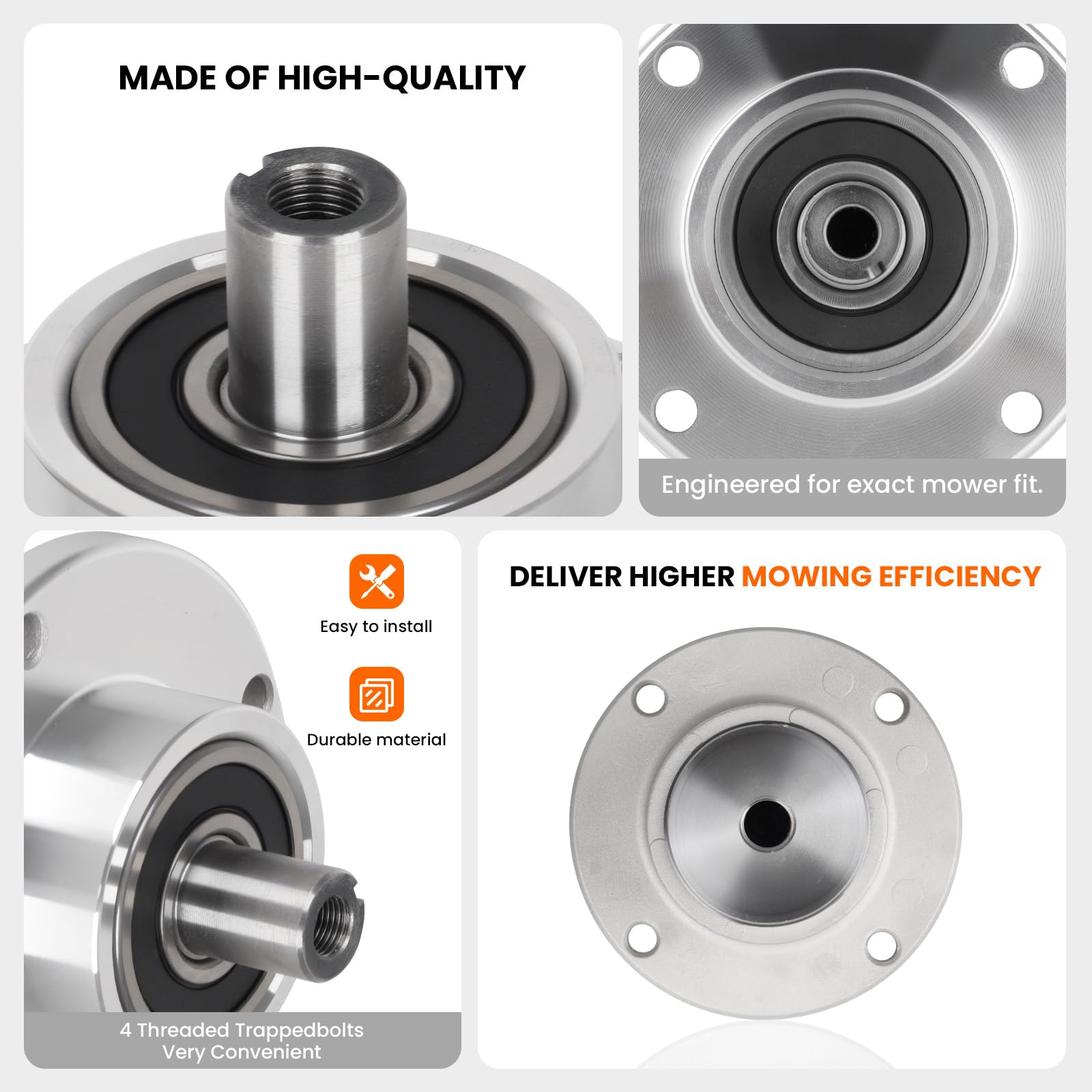 ILONPA spindle showing pulley seating and bolt holes for accurate fit and easy installation