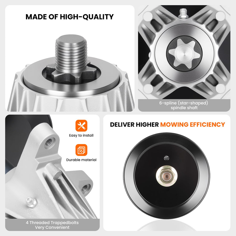 ILONPA spindle installed on mower deck illustrating direct-fit replacement benefit