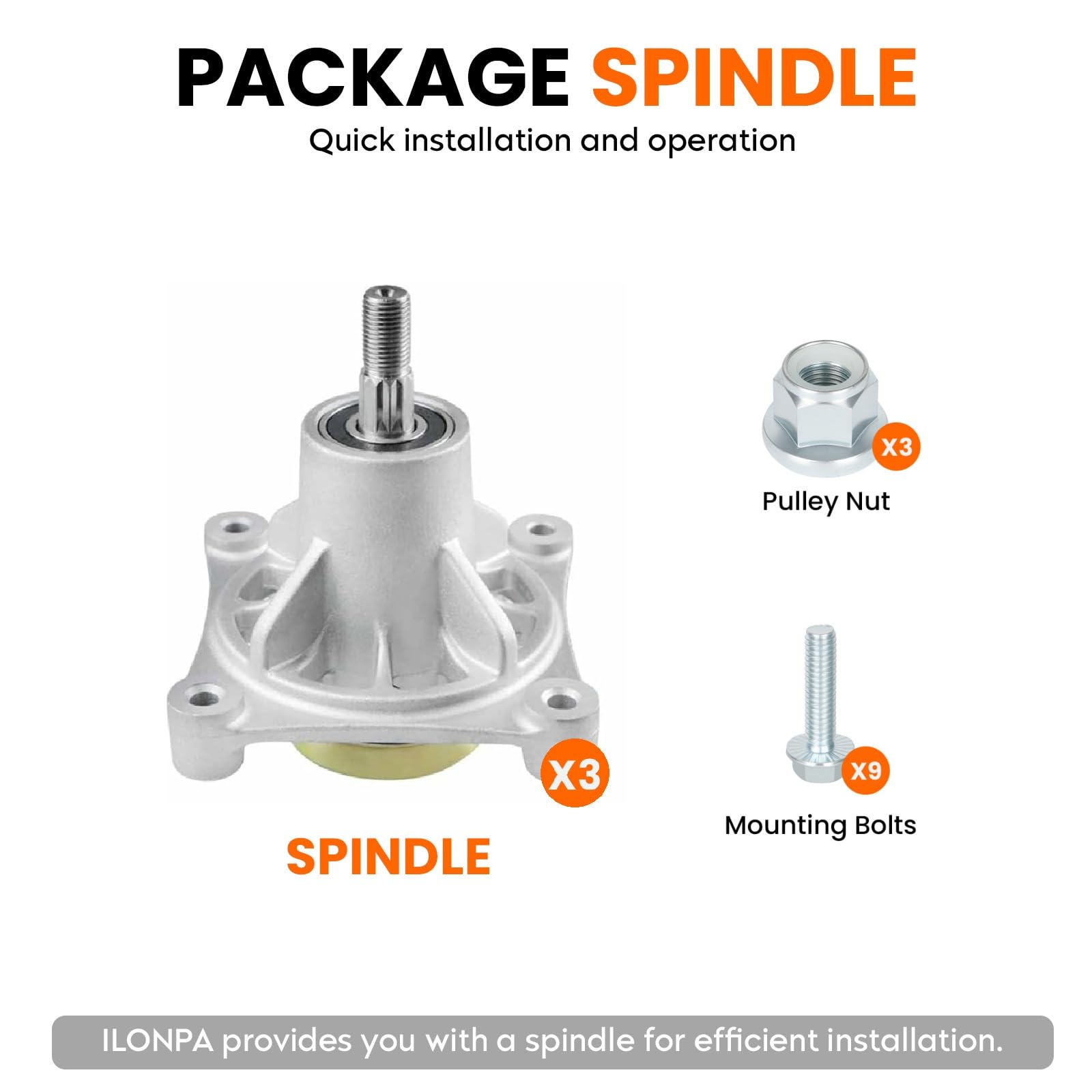ILONPA spindle shaft detail emphasizing accurate fit and smooth blade rotation