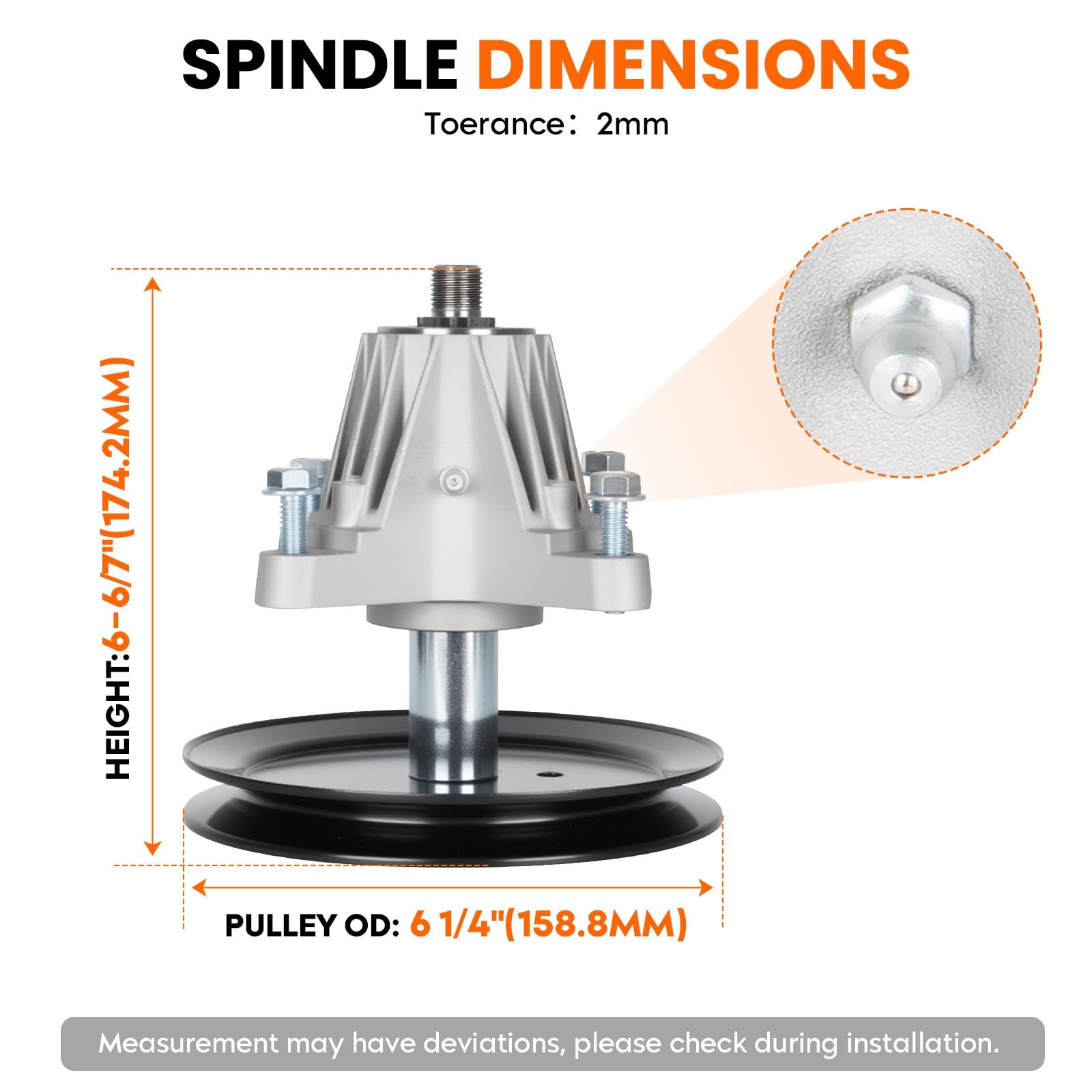 ILONPA side profile of spindle highlighting mounting flanges and stable fit