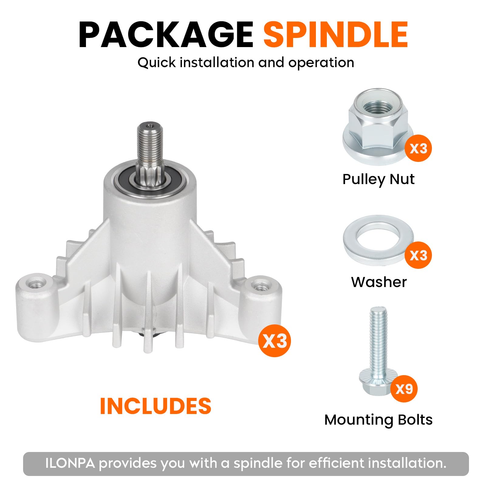 ILONPA spindle top mount hole detail showing 5-point star compatibility