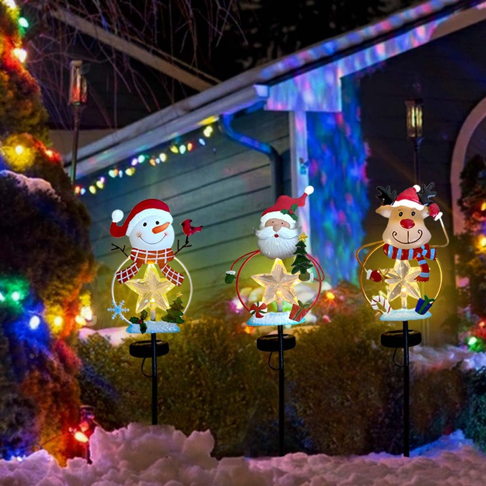 ILOVERD close-up of snowman, Santa, reindeer detailed metal silhouettes and LED benefit