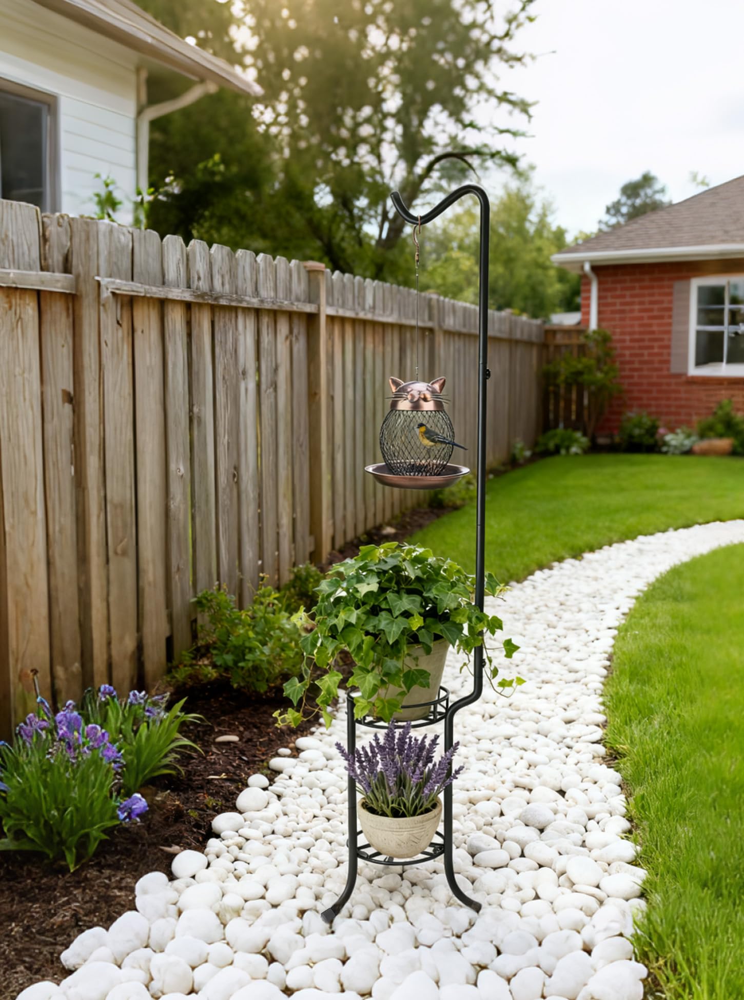 iLTreFlo plant stand on balcony demonstrating rust-resistant finish outdoors