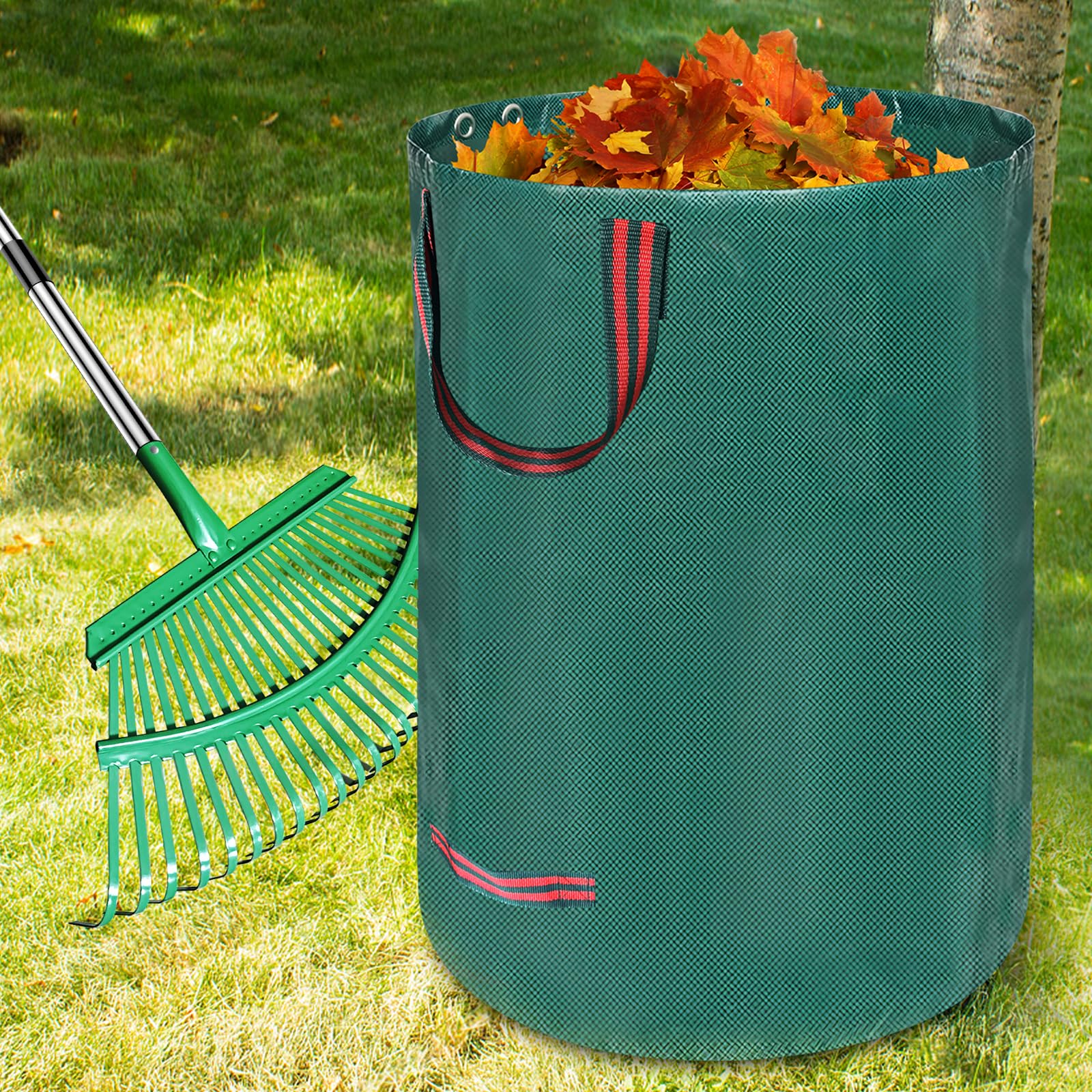 ILYZTL rake in a yard with homeowner using set showing fast, efficient cleanup