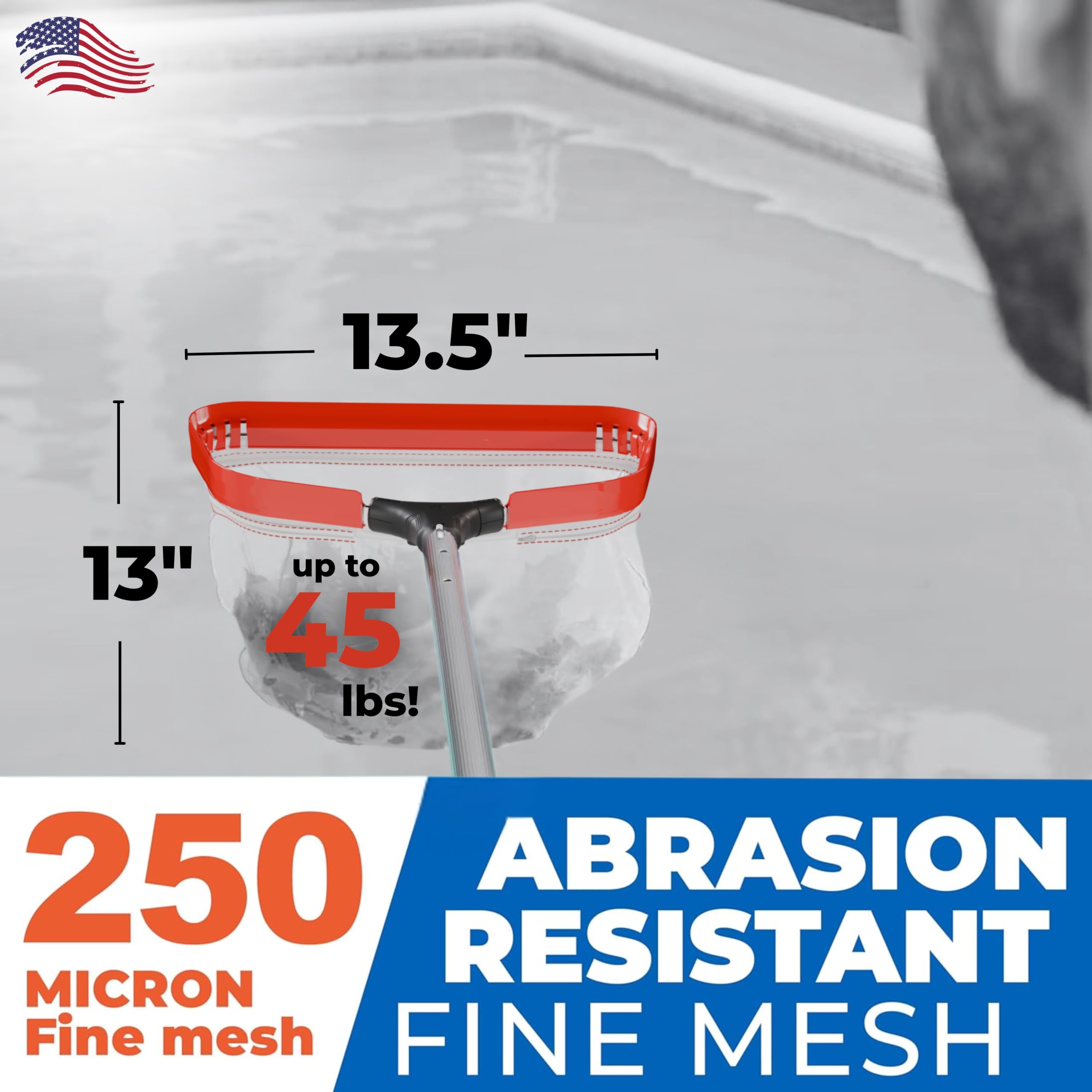 ProTuff Products 490 Promise 13.5in Pro Pool Silt Net, 250‑Micron Fine Mesh, EZ-Replace