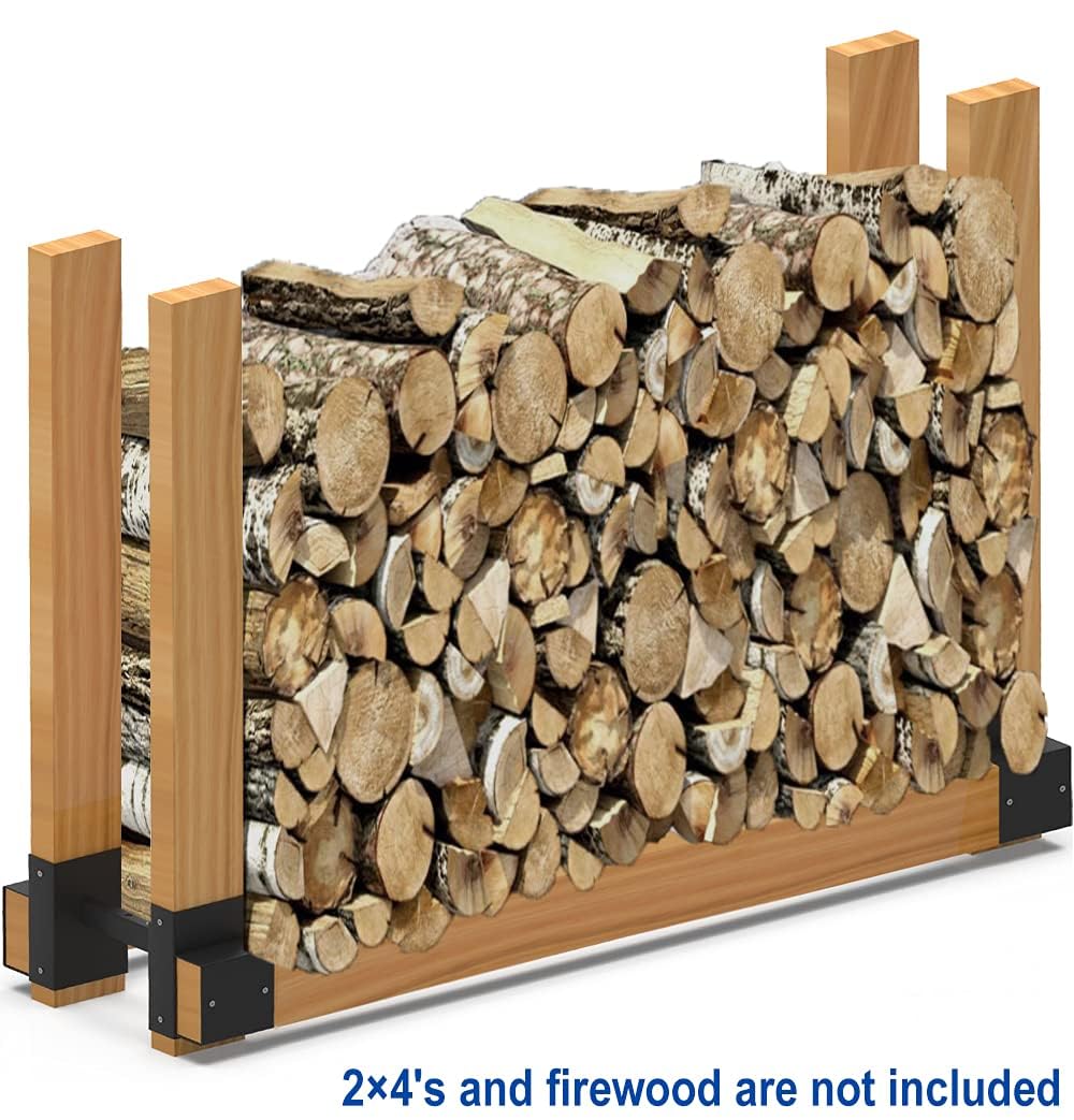 Artibear 2x4 Firewood Rack Bracket Kit - Adjustable 3-Depth Steel Supports, Rust-Resistant Pair, Raises Wood 4in
