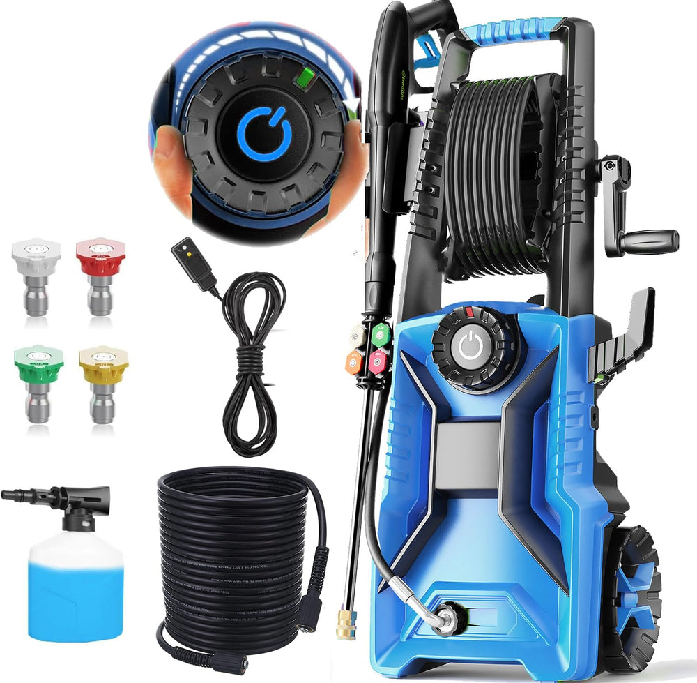 Imdot front view of the pressure washer showing compact design and portability benefit