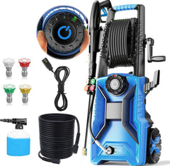Imdot front view of the pressure washer showing compact design and portability benefit