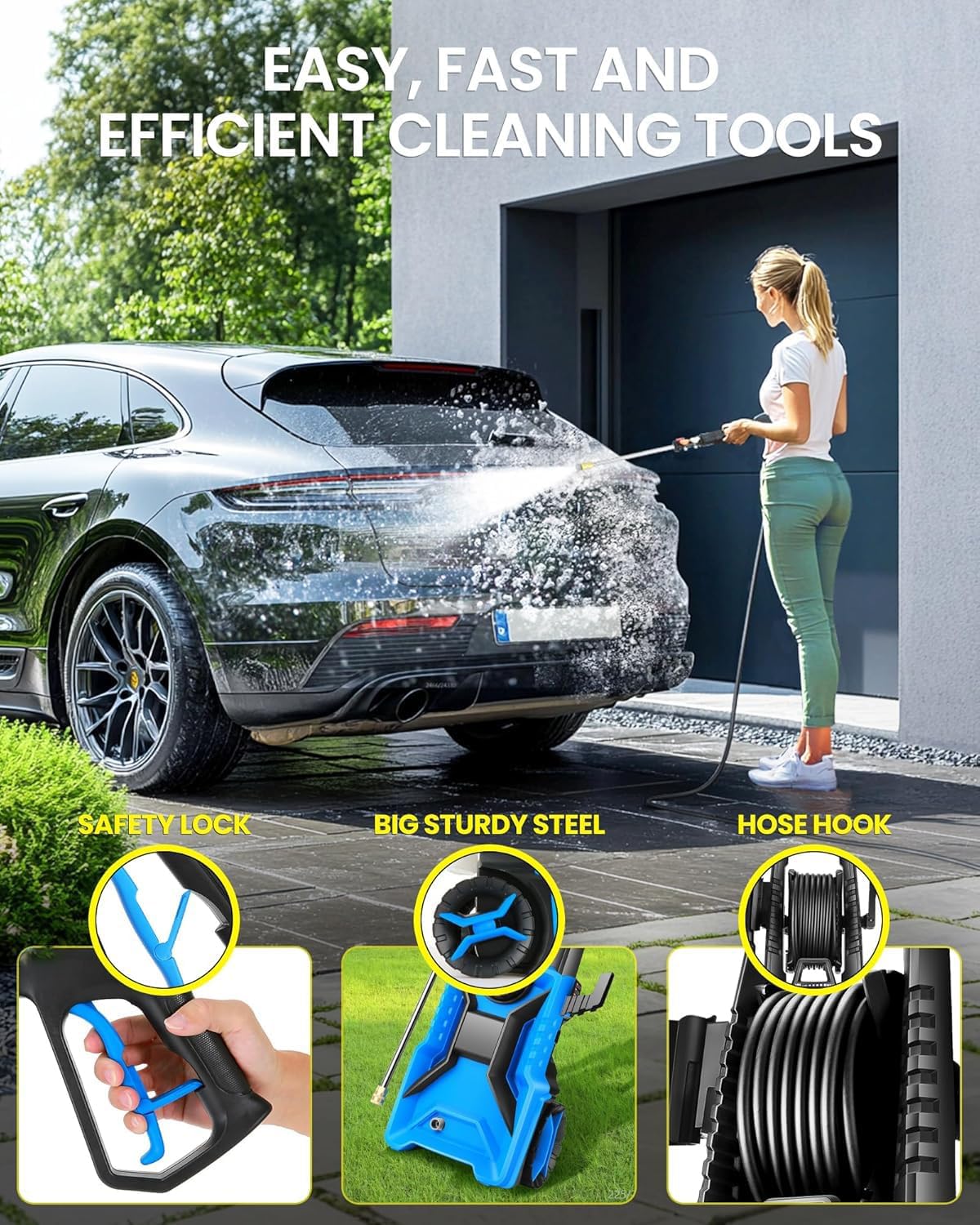 Imdot foam cannon creating suds to improve washing efficiency on vehicles