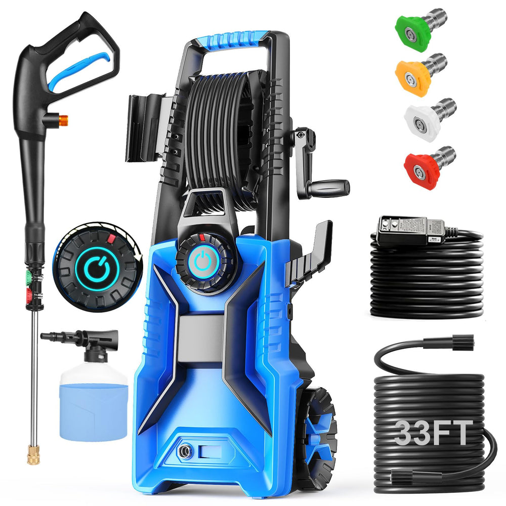 Imdot front view of pressure washer showing compact design and portability benefits