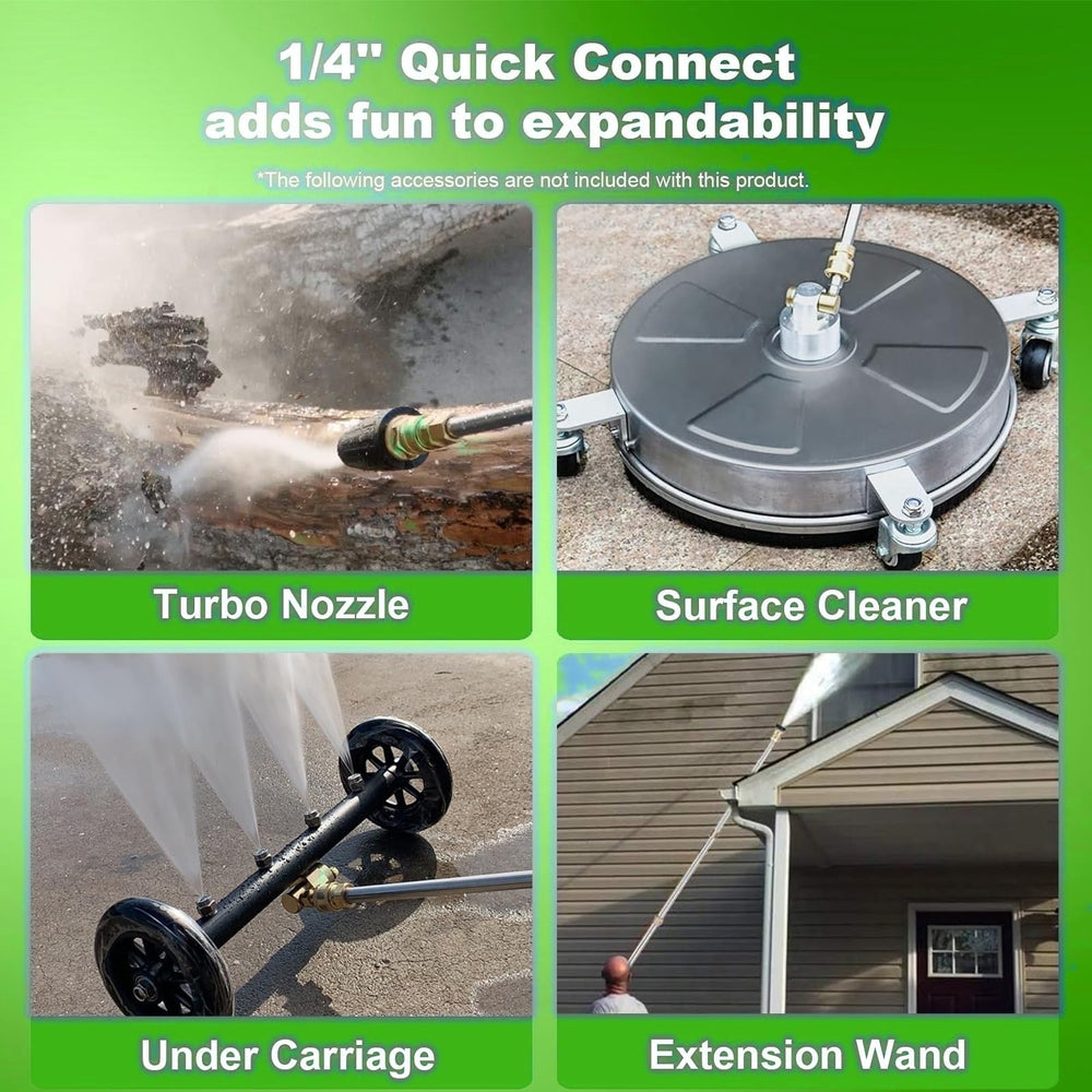 Imdot pressure washer beside a car showing scale and outdoor use