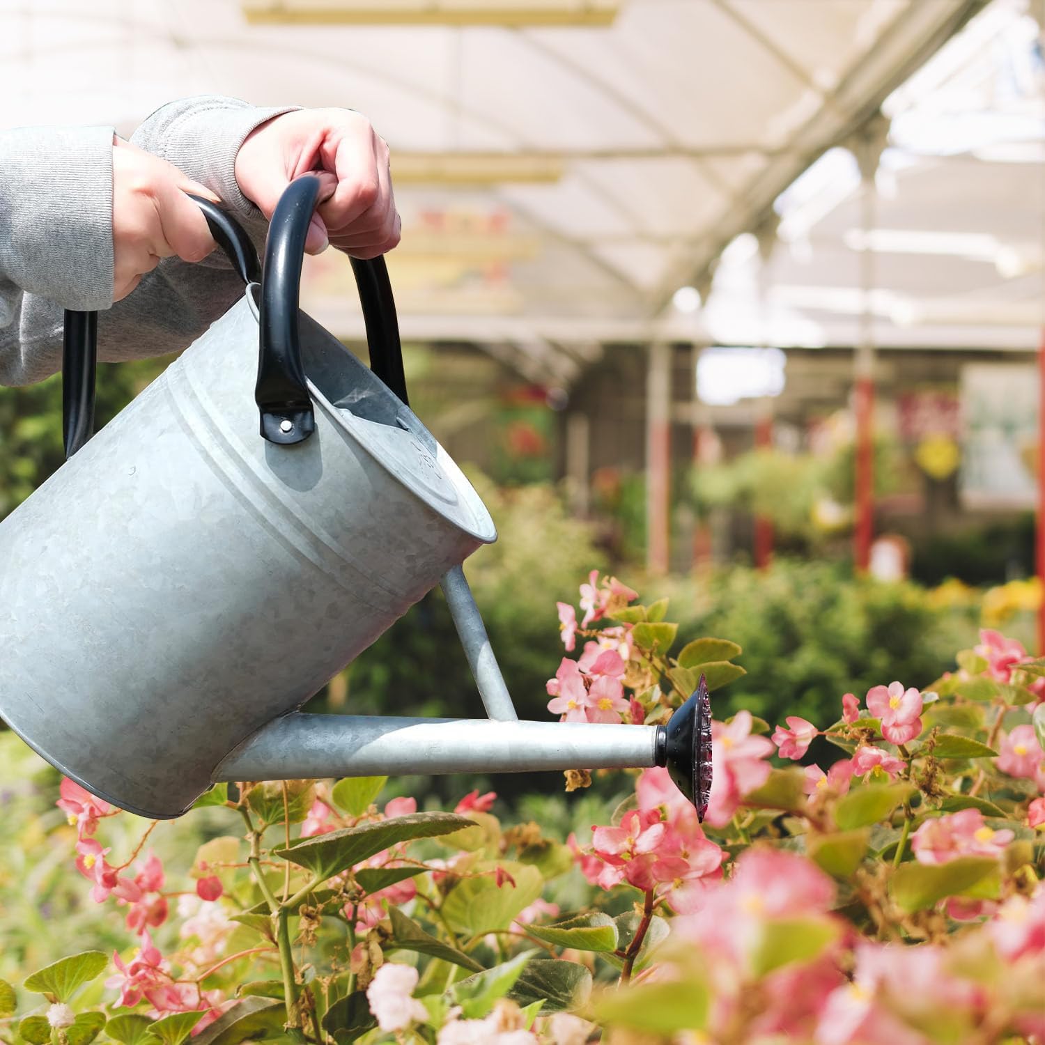 IMIMHOME watering can filled beside potted plants showing capacity and scale benefit