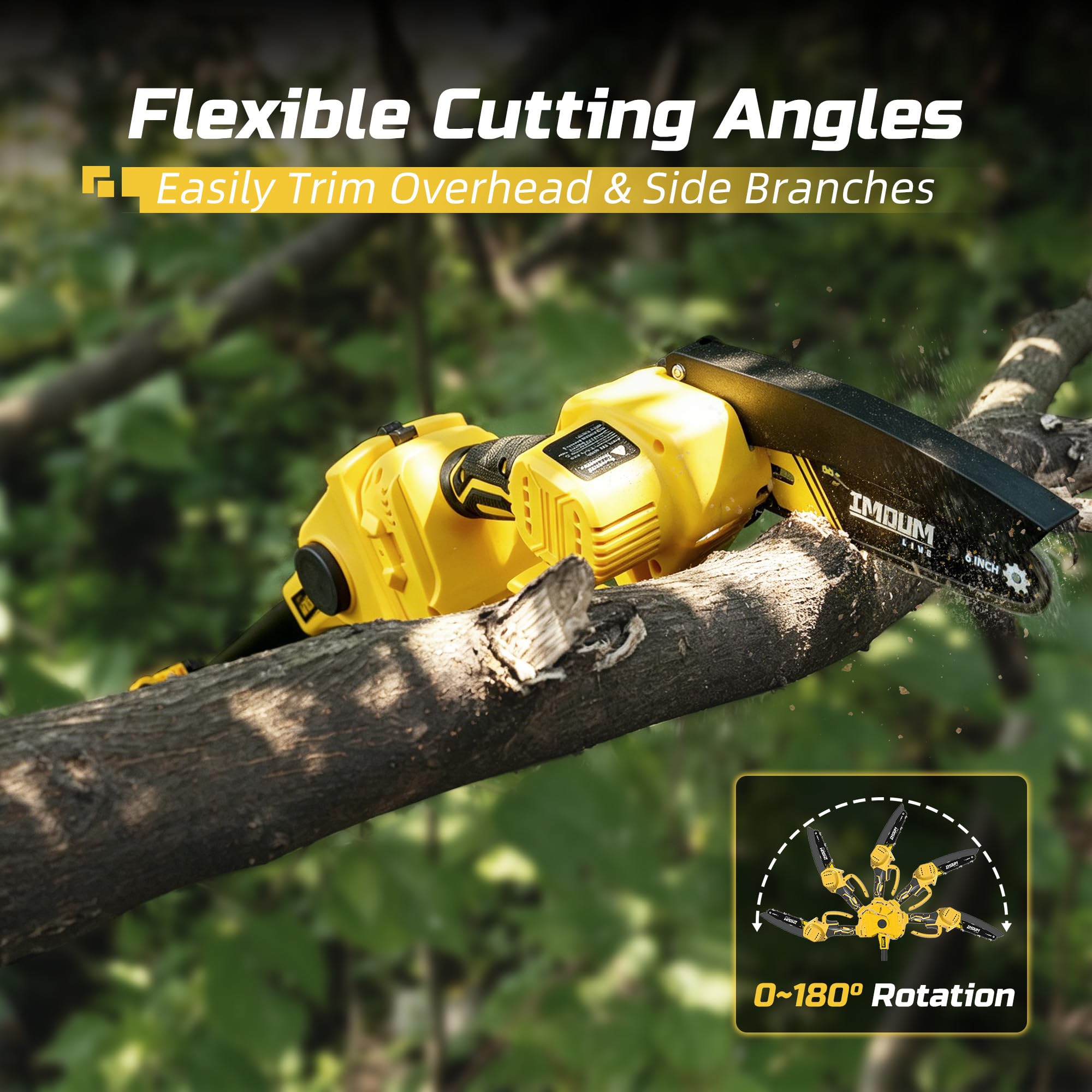 IMOUMLIVE cutting branches in a garden showing safe ground-level trimming