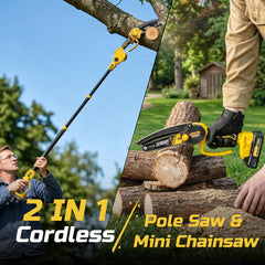 IMOUMLIVE handheld chainsaw close-up showing bar detail and precise cutting