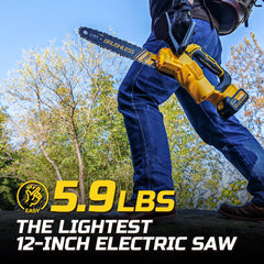 IMOUMLIVE chainsaw in use cutting branch demonstrating fast efficient cuts