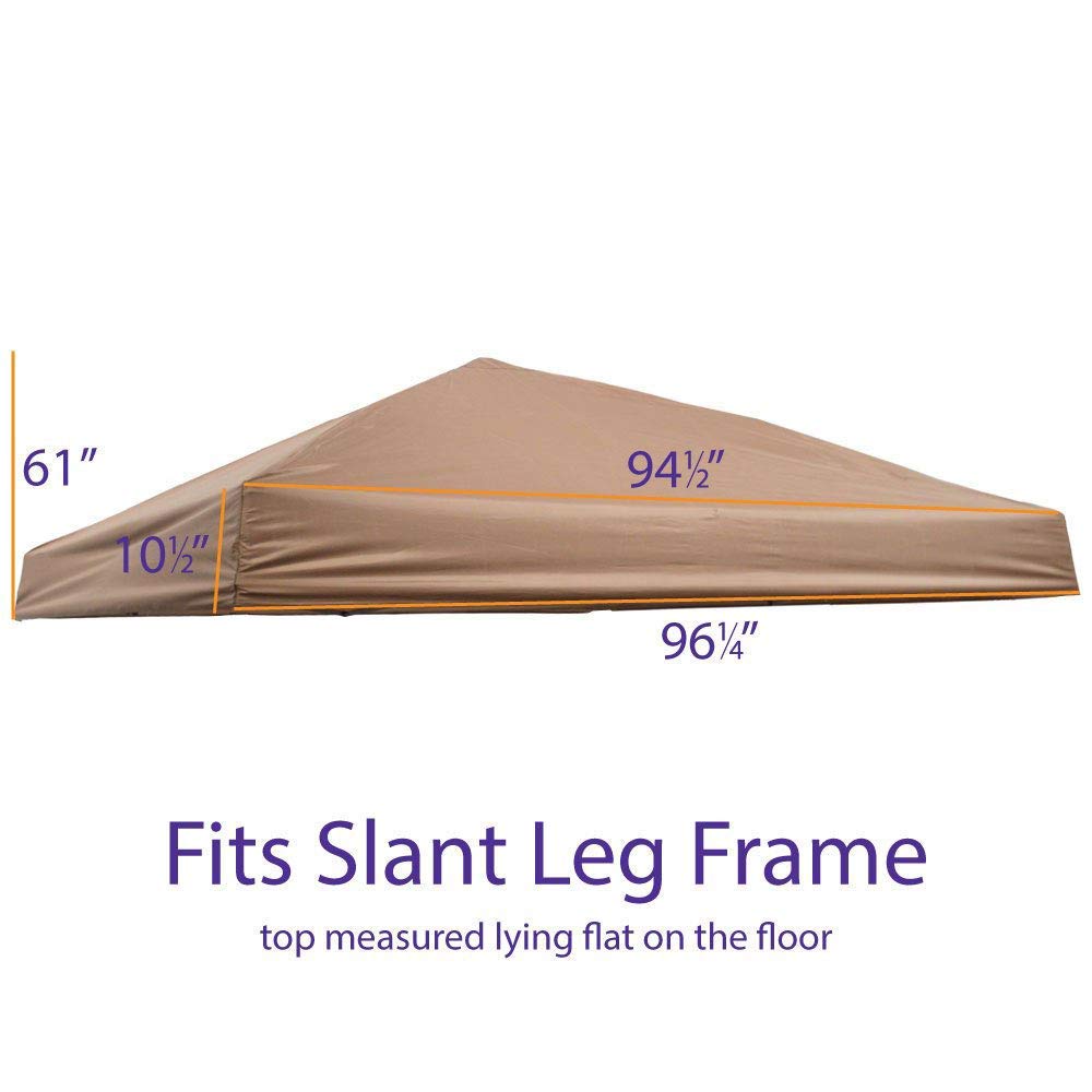 IMPACT canopy top size comparison with measuring tape, clarifies fit for Quest slant-leg 10x10 frame