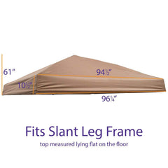 IMPACT canopy top size comparison with measuring tape, clarifies fit for Quest slant-leg 10x10 frame