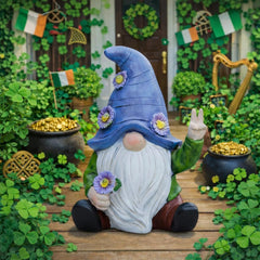 IMPECCABLE GOODS front view of blue peace gnome showing charm