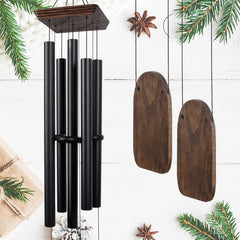 Implication 48-inch wind chime front view showing elegant black finish and large presence