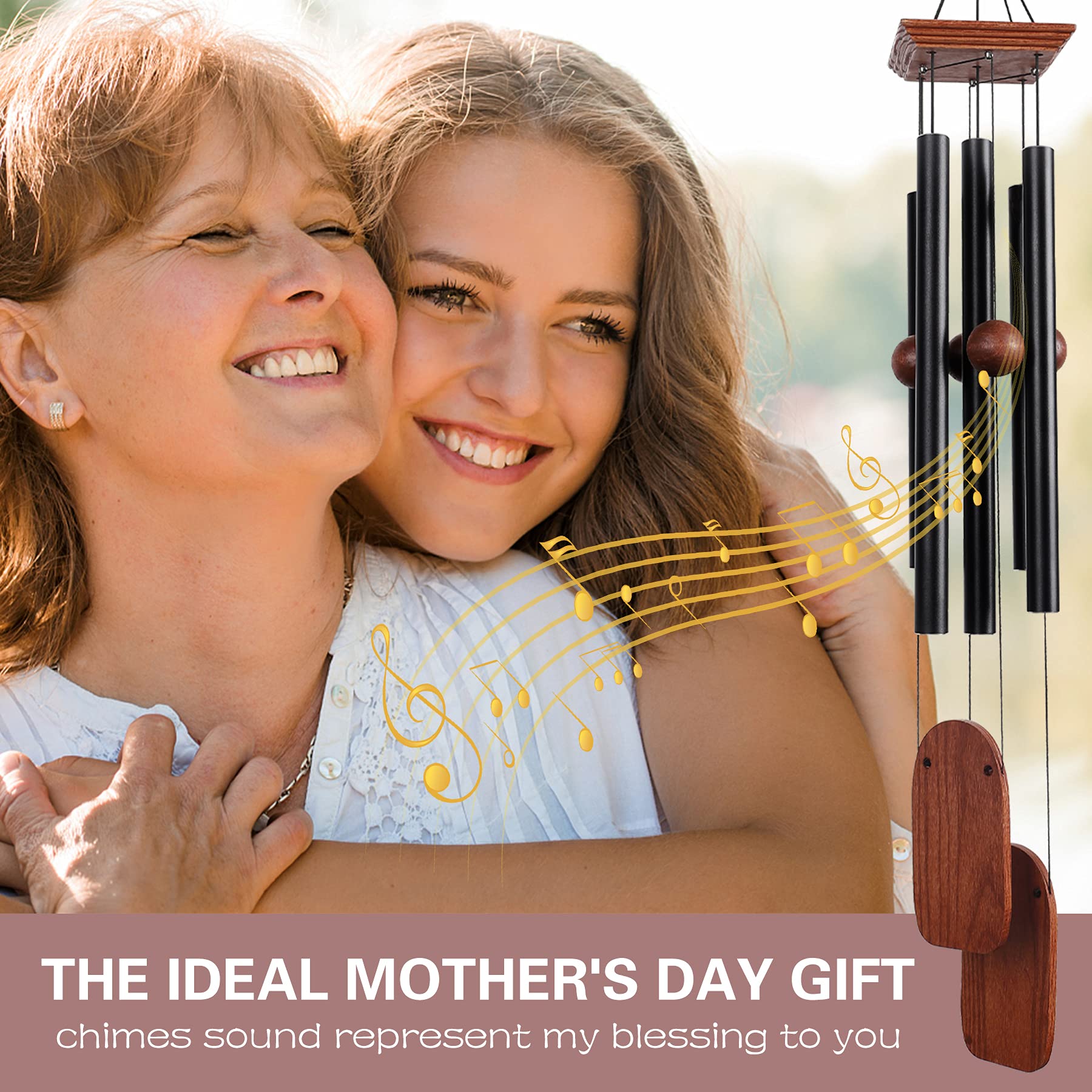 Implication wind chime packaged with S-hooks and metal top hardware demonstrating ready-to-hang convenience benefit: easy installation