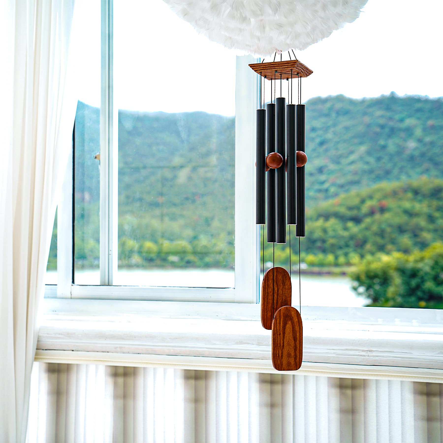 Implication wind chime wooden sail detail showing area for a handwritten blessing benefit: personalization spot