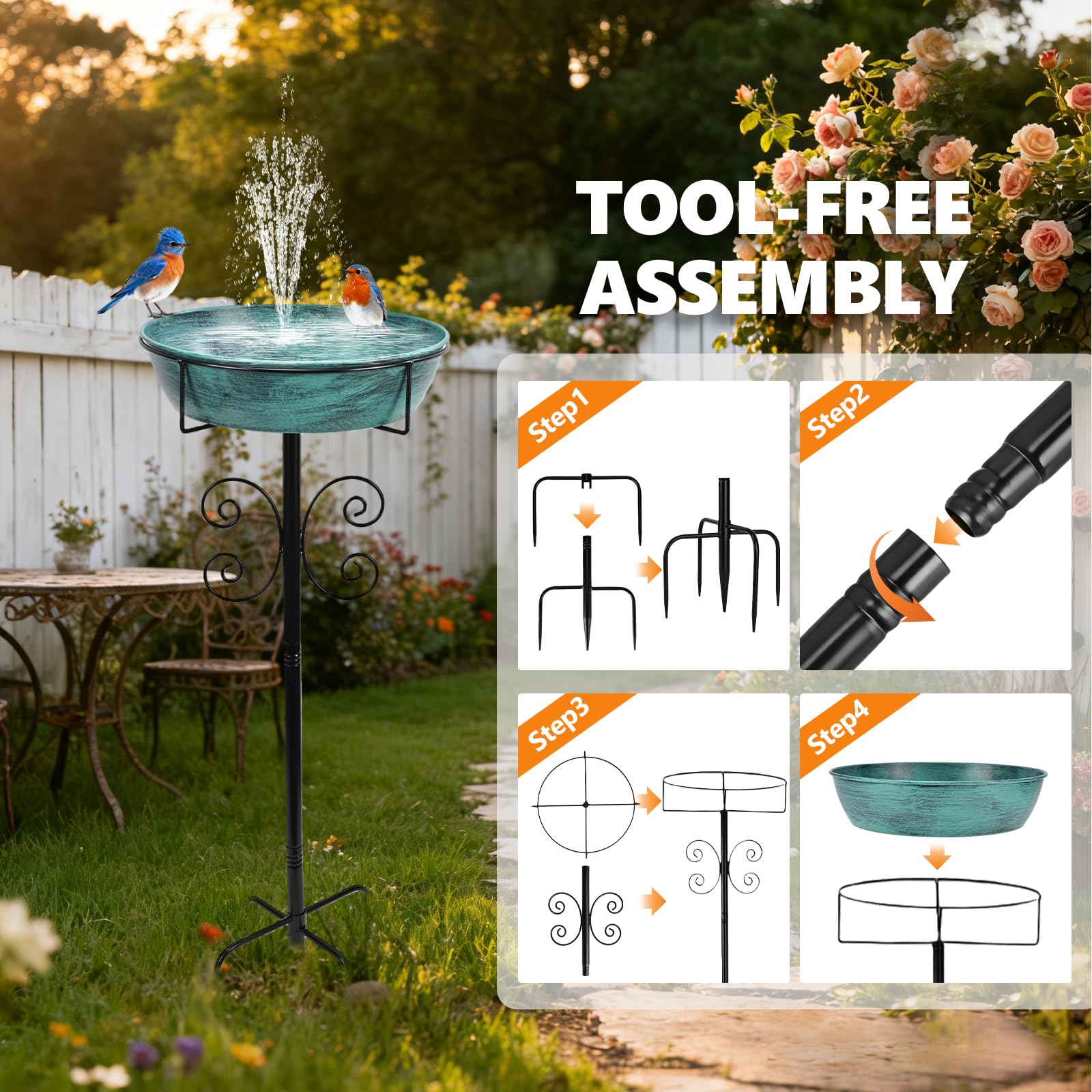 inanil bird bath in garden setting attracting birds and enhancing outdoor decor benefit
