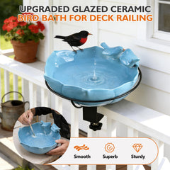 inanil close-up of adjustable clamp securing bird bath offering stable mount on rail