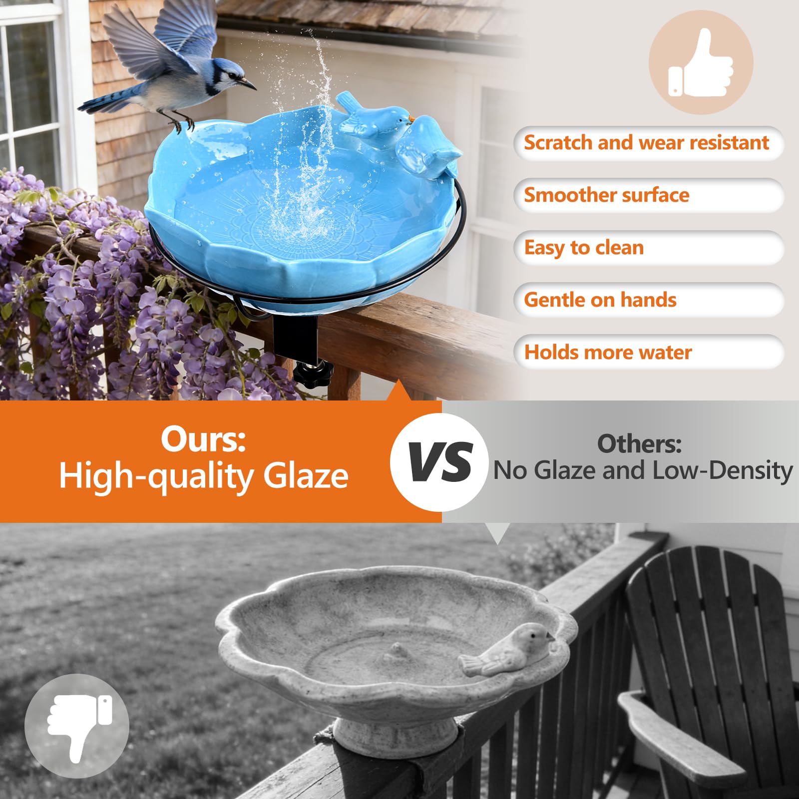 inanil bird bath with solar fountain creating movement to attract more birds