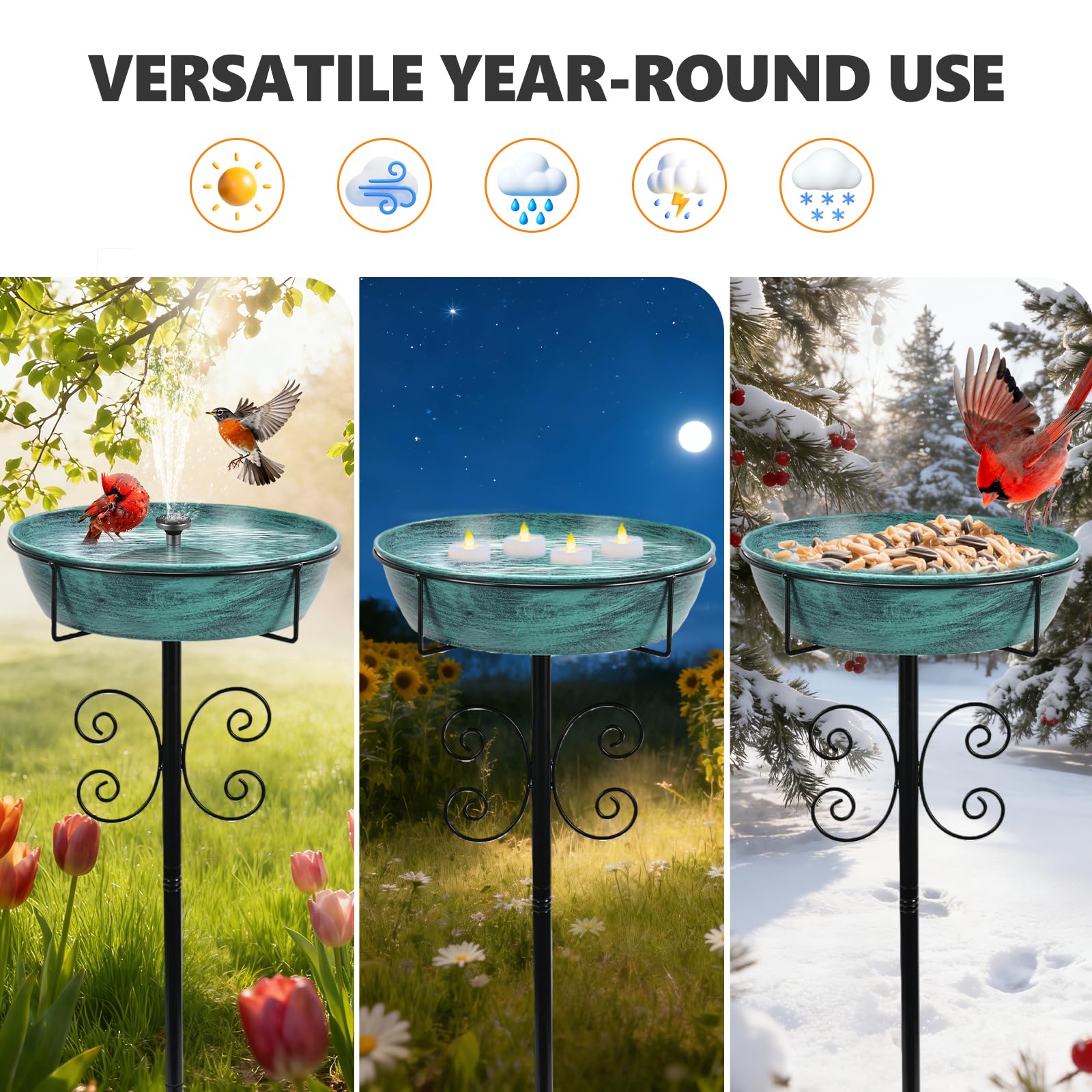 inanil with solar fountain and floating LEDs demonstrating versatile decorative use benefit