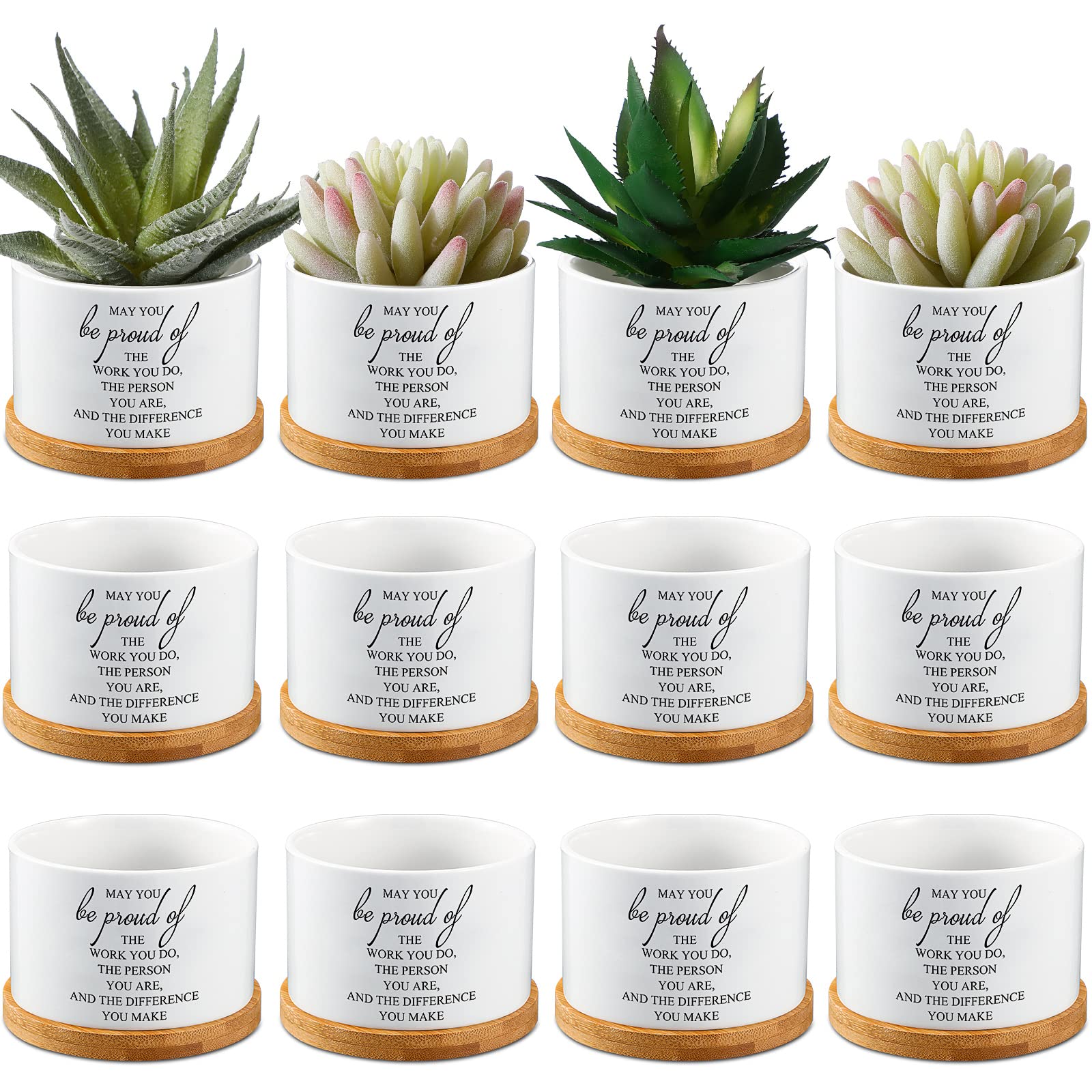 Inbagi front view of 12-pack ceramic pots showing neat packaging and gift presentation benefit